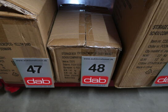 12 pk. Stabelbar foldekasse valnød 17x12,5 cm 2 stk.