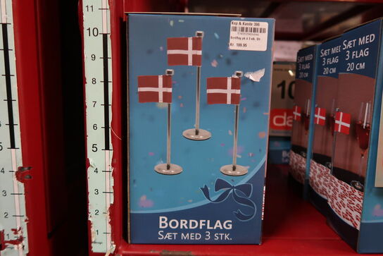 3 pk. Bordflag Dannebrog - 20 cm - 3 stk.