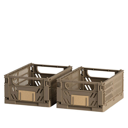 12 pk. Stabelbar foldekasse valnød 17x12,5 cm 2 stk.