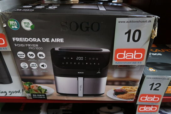 Sogo Airfryer 8 liter - 10 programmer - Temp: 50-200 grader