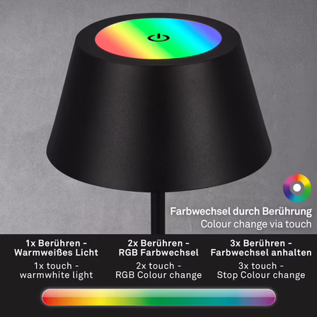 2 stk. Briloner led rgb opladelig udendørs bordlampe 38 cm sort(ubrugt)