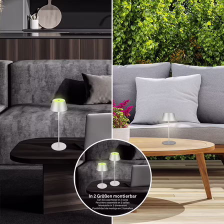 2 stk. Briloner led rgb opladelig udendørs bordlampe 38 cm krom(ubrugt)