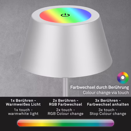 2 stk. Briloner led rgb opladelig udendørs bordlampe 38 cm krom(ubrugt)