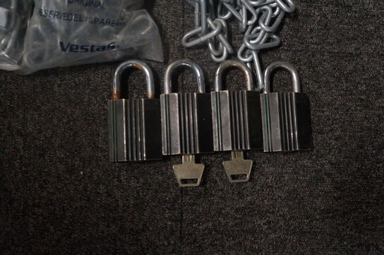 4 stk. Hængelåse inkl. kæder