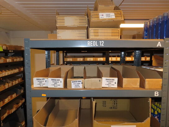 Reol med indhold af cykeldele