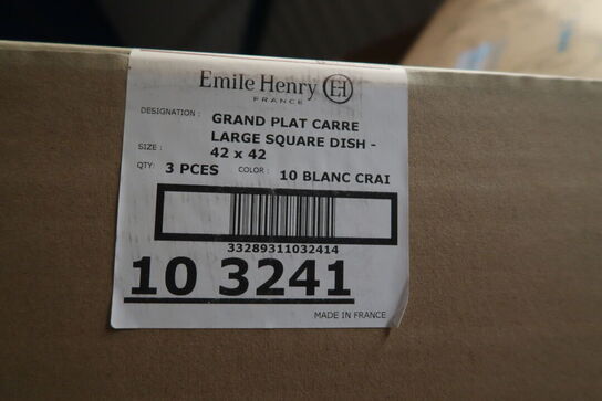 3 stk. Fad kalkhvid B420 x D420 x H65 mm 6,5ltr Emile Henry