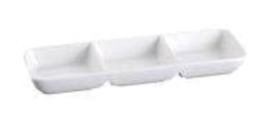 36 stk. Snackskål 3 rum hvid porcelæn