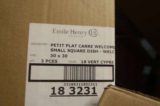 3 stk. Fad grøn B300 x D300 x H65 mm 3,1 ltr Emile Henry