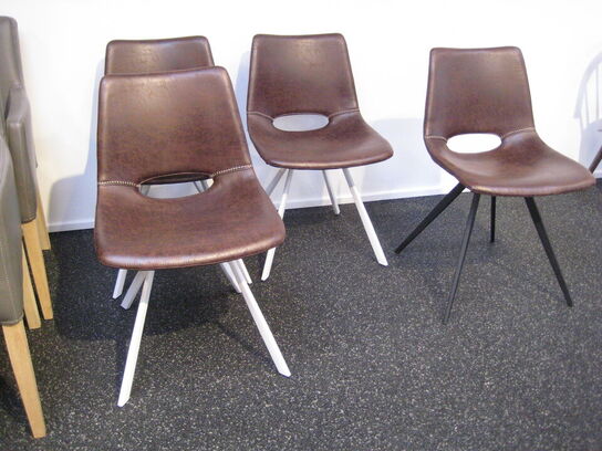 4 stk. Cayman stole dark brown microfiber. 3 stk. hvid stel - 1 stk. sort stel