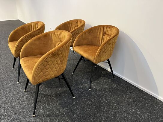 4 stk. Mingo stole med golden velour stof