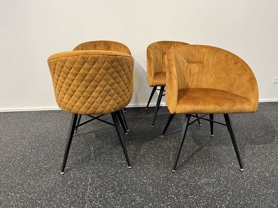 4 stk. Mingo stole med golden velour stof