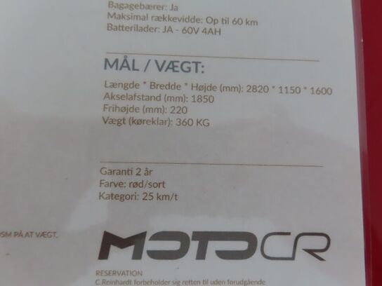 3-Hjulet elektrisk kabinescooter MOTOCR