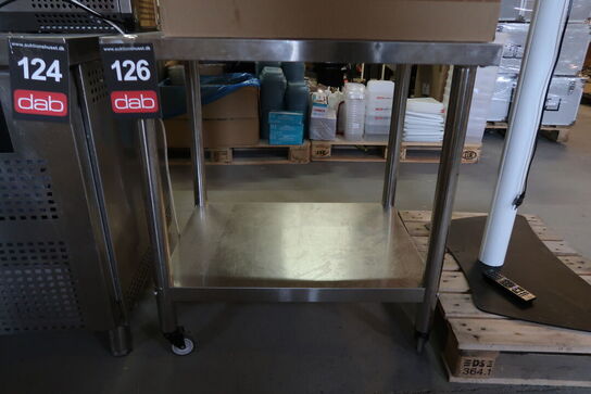 Rustfri stålbord på hjul 