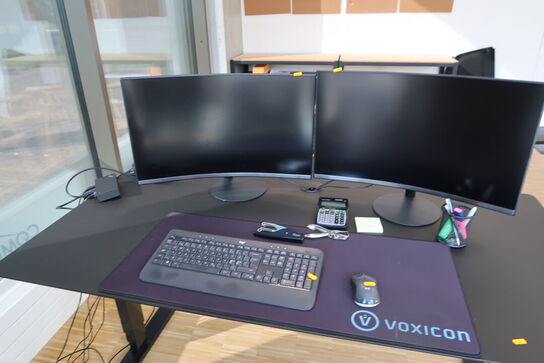 2 stk. computerskærme SAMSUNG C27T550FDU, tastatur, mus, dockingstation LENOVO