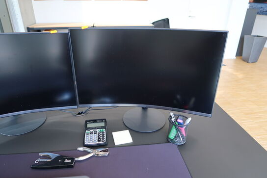 2 stk. computerskærme SAMSUNG C27T550FDU, tastatur, mus, dockingstation LENOVO