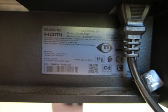 2 stk. computerskærme SAMSUNG S27R652FDU, F27T450FZU, tastatur, mus, dockingstation LENOVO