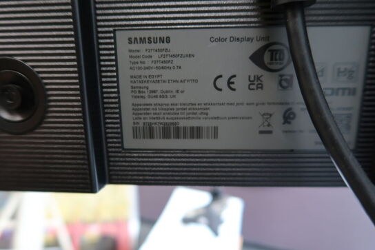 2 stk. computerskærme SAMSUNG S27R652FDU, F27T450FZU, tastatur, mus, dockingstation LENOVO