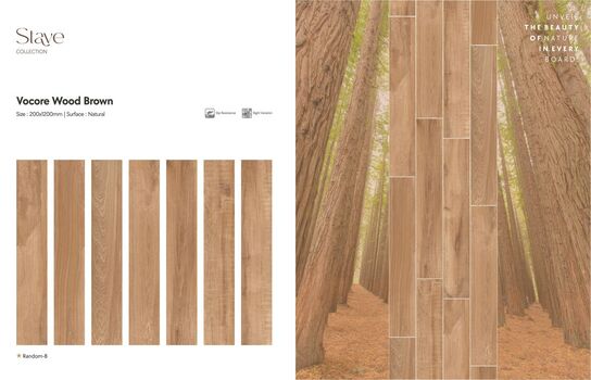 50,40 m2 Porcelæns fliser med trælook VOCORE WOOD BROWN (se beskrivelse)