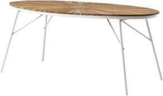 Kerteminde teak havebord 180x90cm, hvidt stel