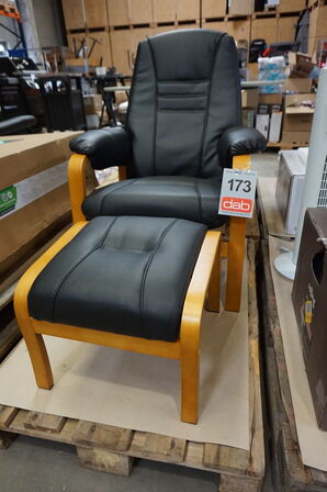 Otium lænestol inkl. fodskammel - sort PU-læder 