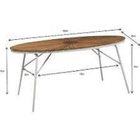 Kerteminde teak havebord 180x90cm, hvidt stel