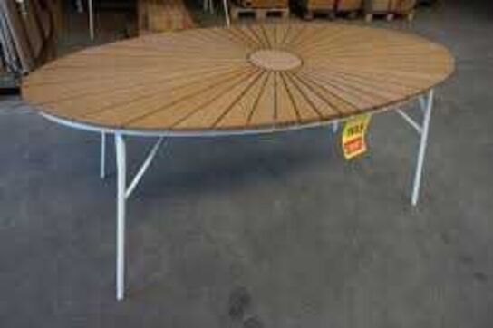 Kerteminde teak havebord 180x90cm, hvidt stel