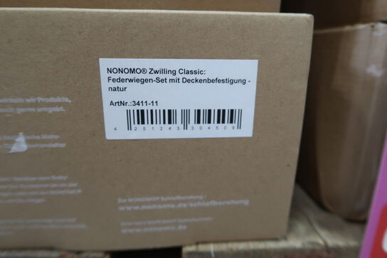 Tvillinge hængevugge i øko bomuld fra Nonomo - Mikrofiber madras - Natur