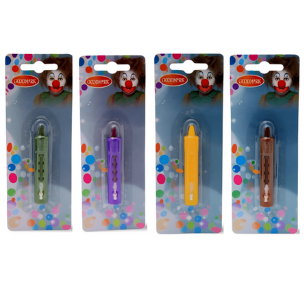 Ansigtsmaling Stift – Brun 12 stk,Lilla 12stk, grøn 12stk,Gul 12stk Goodmark GOODMARK