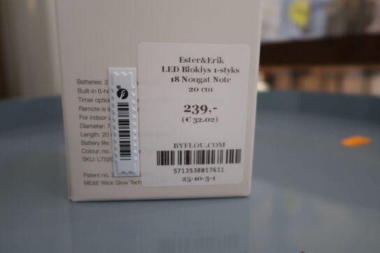 3 stk. LED-lys ESTER & ERIK Bloklys 18 Nougat Note