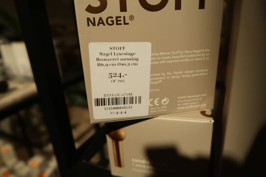 2 stk. lysestager STOFF Nagel Bronzeret Messing
