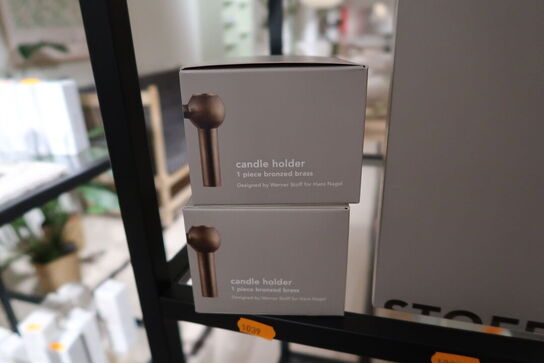 2 stk. lysestager STOFF Nagel Bronzeret Messing