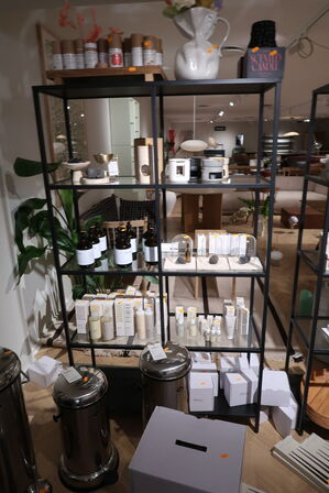 Reol med glashylder uden indhold