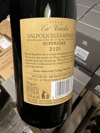 6 fl. VILLA CA' VENDRI - RIPASSO 2021