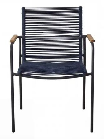 Cinas havemøbelsæt - teaktræsbord med 4 blå stole