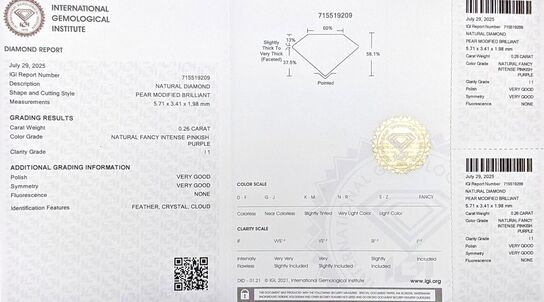 Løs naturlig fancy farvet diamant – 0.26 ct Pear Brilliant