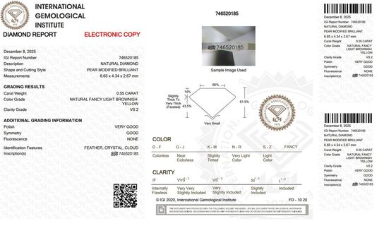 Løs naturlig fancy farvet diamant – 0.55 ct Pear Brilliant