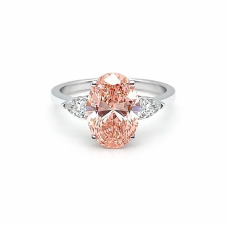 Fancy Vivid Pink Diamantring – 3.12 ct. ttl. Oval Brilliant, VS2 – IGI Certified