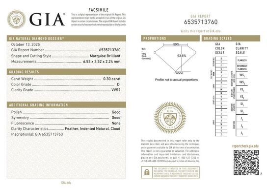 Løs GIA-certificeret diamant – 0.30 ct Marquise Brilliant