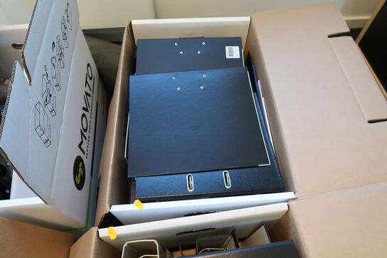 4 stk. kasser med kontorartikler