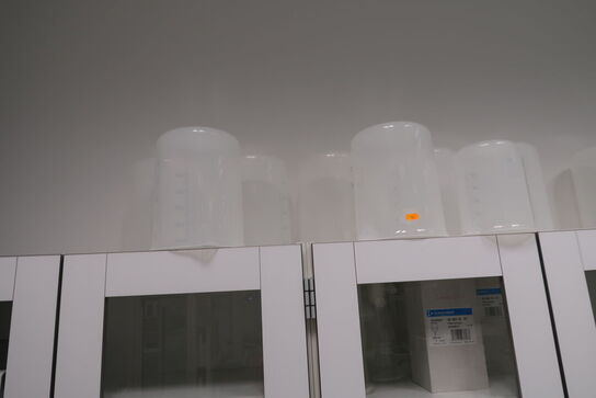 Mikroskop slides CORNING, glaskobler, plastikbægre m.m.