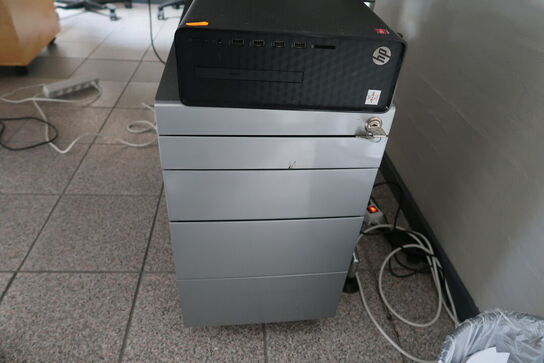 El. hæve/sænke skrivebord uden indhold samt skuffemodul og kontorstol