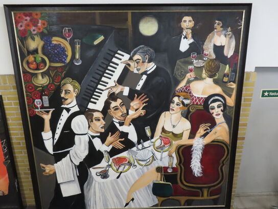 Stort Maleri i ramme (Art deco/cabaret stil)