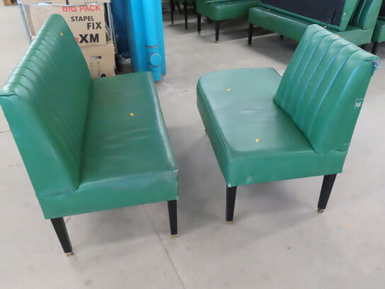 2 stk. Spisesofamoduler i grøn læder