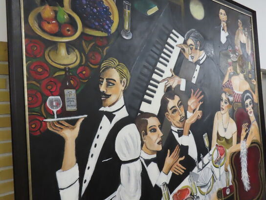 Stort Maleri i ramme (Art deco/cabaret stil)