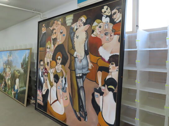 Stort Maleri i ramme (Art deco/cabaret stil)