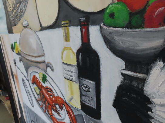 Stort Maleri i ramme (Art deco/cabaret stil)