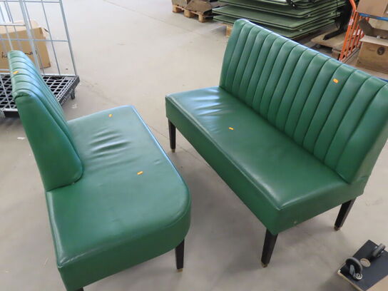 2 stk. Spisesofamoduler i grøn læder