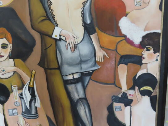 Stort Maleri i ramme (Art deco/cabaret stil)