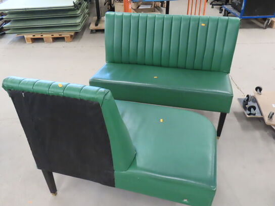 2 stk. Spisesofamoduler i grøn læder