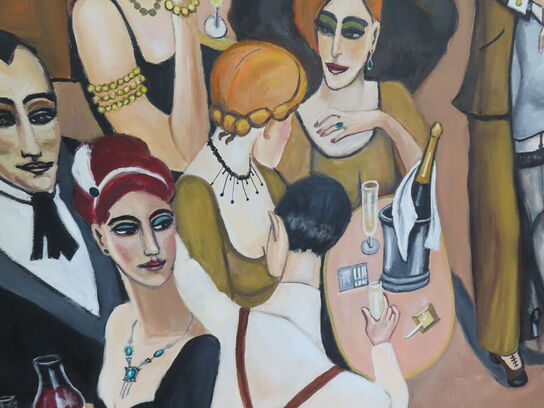 Stort Maleri i ramme (Art deco/cabaret stil)